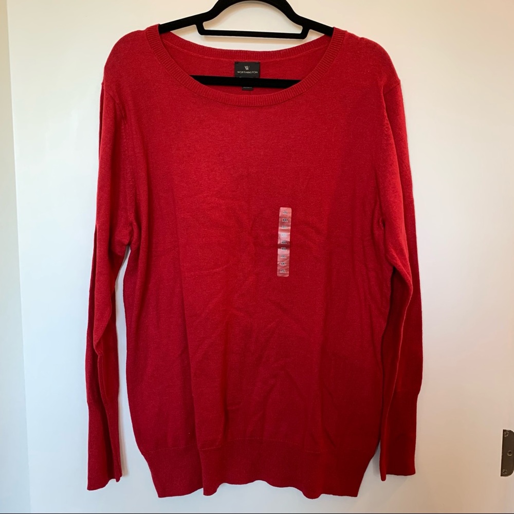 NWT Women Worthington Red Long Sleeve Sweater XXL